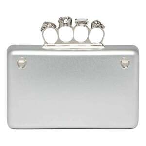 Alexander McQueen The Knuckle Silver Leather Zip Around Crossbody